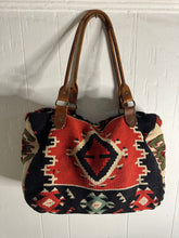 Load image into Gallery viewer, Matt Camron Kilim Double Handle Wool Handbag Purse
