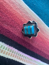 Load image into Gallery viewer, Turquoise Silver Lines Ring

