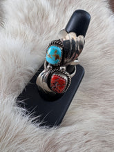 Load image into Gallery viewer, Turquoise Coral Double Band Ring
