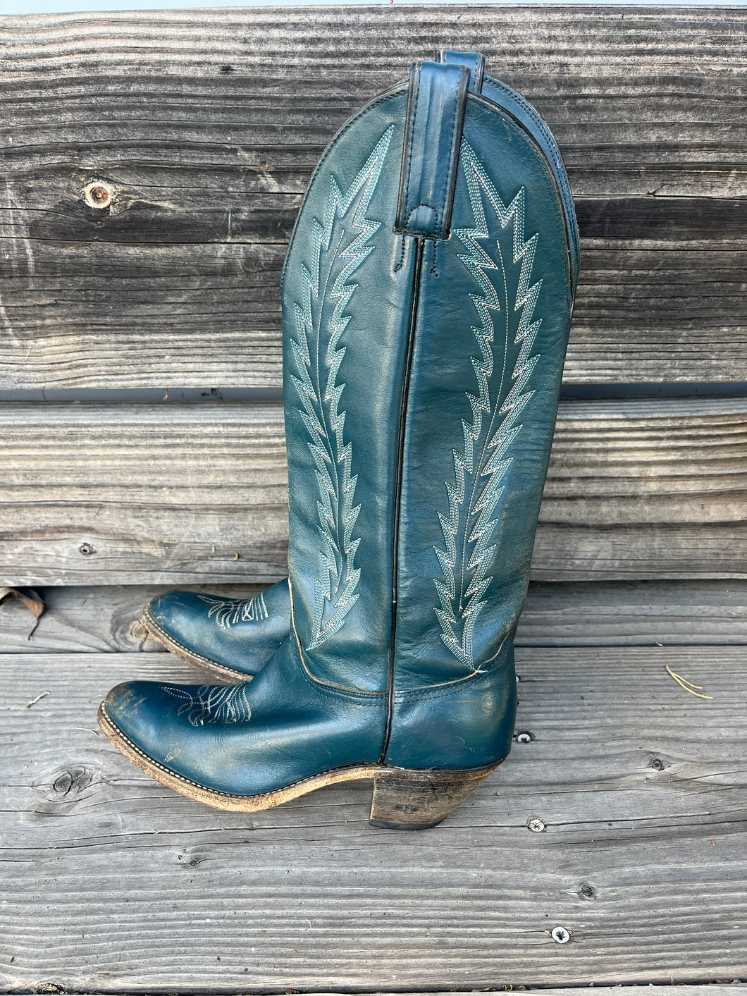 Navy Abilene Leather Boots ~Womens 7.5