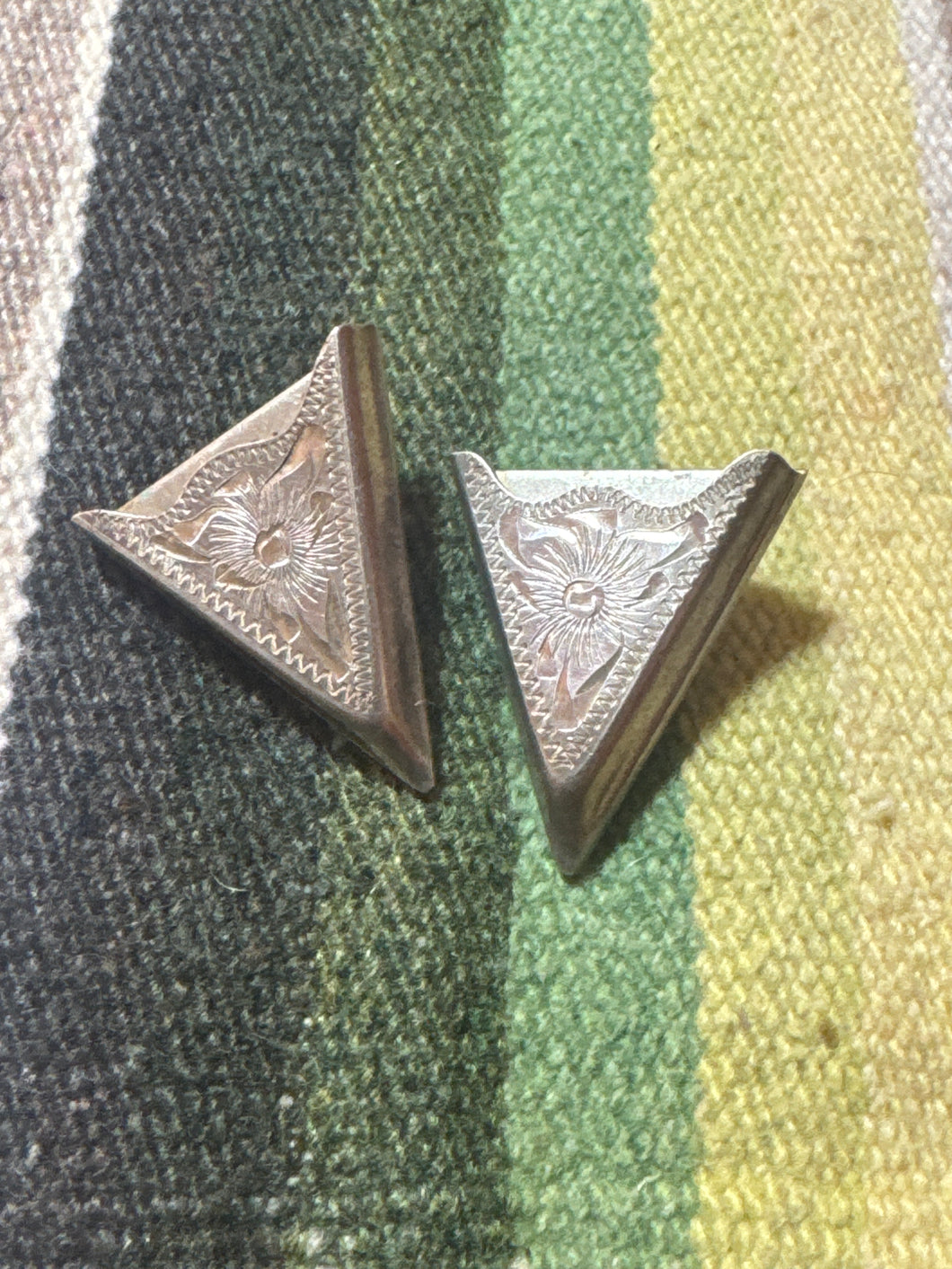 Sterling Silver Overlay Embossed Collar Tips