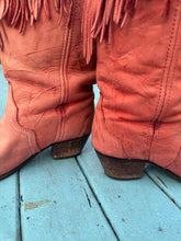 Load image into Gallery viewer, Cowboy Fringe Red Leather Boots
