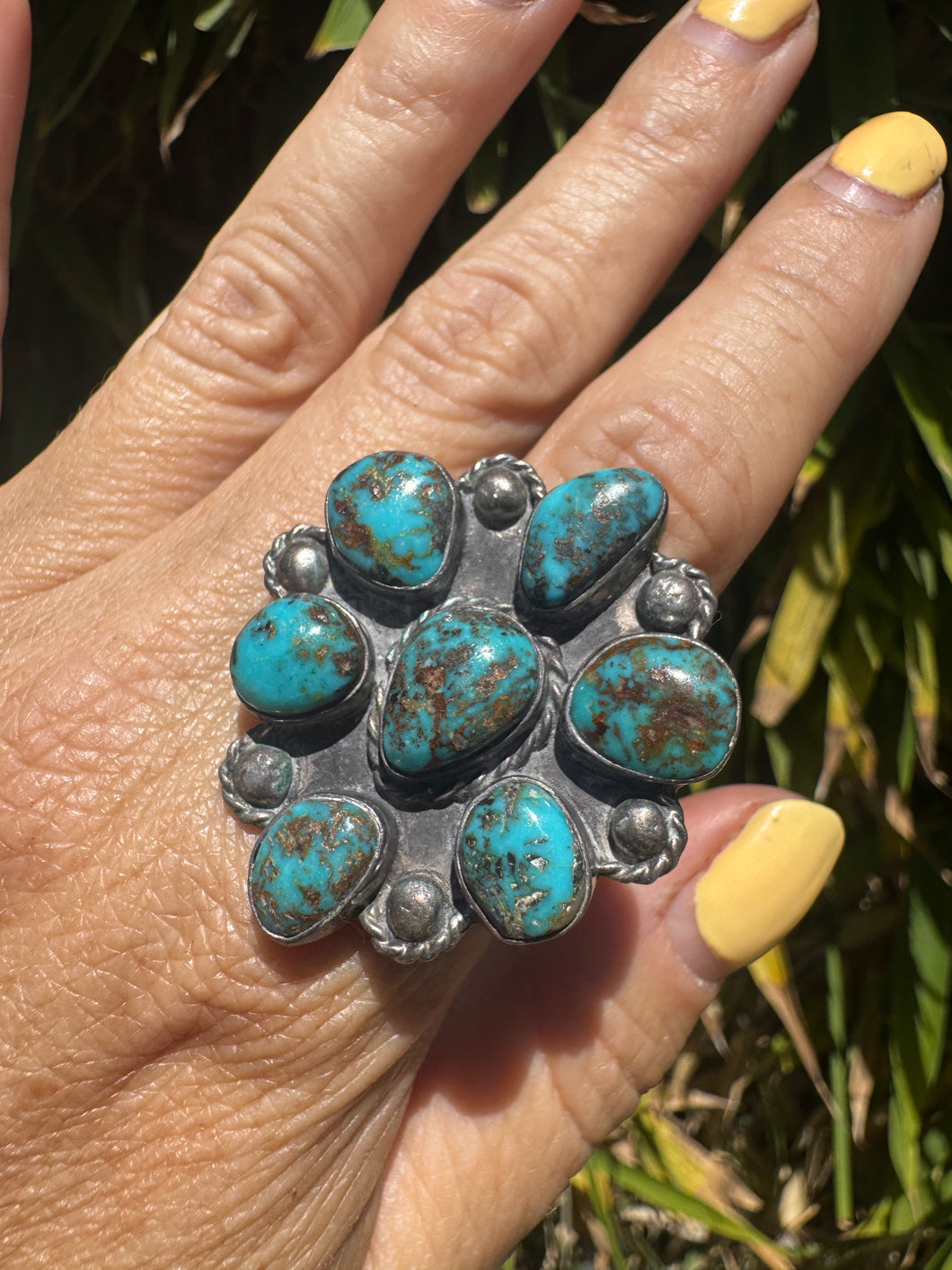 Kingman Turquoise Cluster Ring