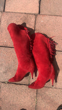 Load image into Gallery viewer, Fringe Red Suede Boots ~ Women Size 5
