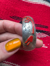 Load image into Gallery viewer, Dancing Kokopelli  Turquoise Coral Cuff Braceket
