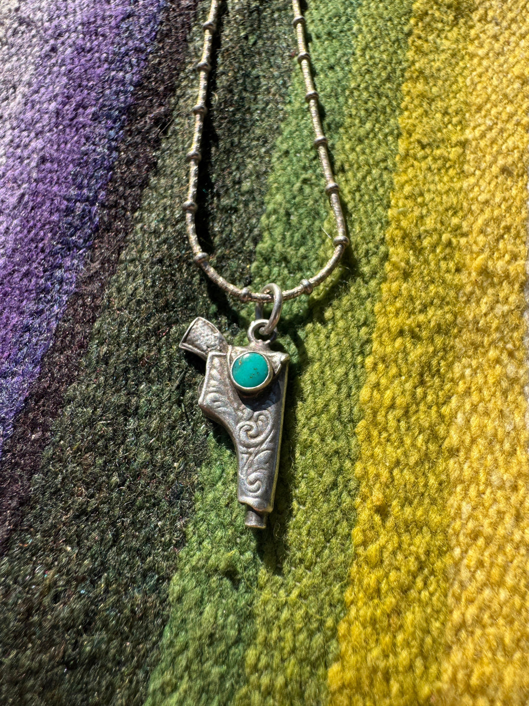 Gun and Holster Turquoise Necklace