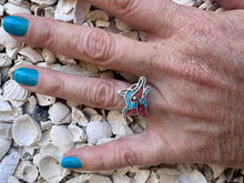 Load image into Gallery viewer, Fox Crushed Turquoise Coral Ring
