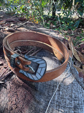 Load image into Gallery viewer, Vintage Sterling Mother of Pearl Inlay Belt
