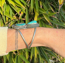 Load image into Gallery viewer, Two Feathers Turquoise Cuff
