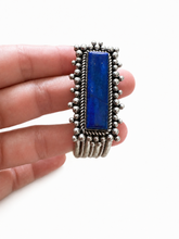 Load image into Gallery viewer, Artie Yellowhorse Sterling Silver Lapis Lazuli Cuff Bracelet – Rising Sun Design
