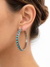 Load image into Gallery viewer, Vintage Sterling Silver Turquoise Snake Eye Large Hoop Earrings Southwestern
