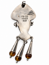 Load image into Gallery viewer, Mexican Sterling Silver Amber Mask Pendant
