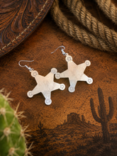 Load image into Gallery viewer, Sterling Silver Sheriff Star Earrings
