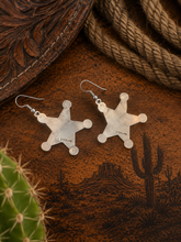 Load image into Gallery viewer, Sterling Silver Sheriff Star Earrings
