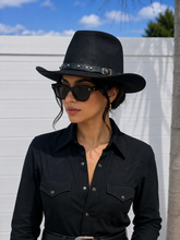 Load image into Gallery viewer, Made in Mexican Black Studded Cowboy Hat
