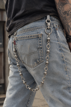 Load image into Gallery viewer, Vintage 1990s Biker Skull Wallet Chain Silver Tone
