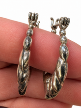 Load image into Gallery viewer, Vintage 1980s Sterling Silver Heart Hoop Earrings
