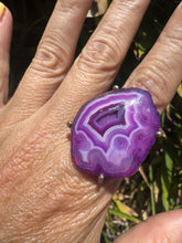 Load image into Gallery viewer, Druzy Purple Agate Sterling Silver Stone Ring
