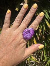 Load image into Gallery viewer, Druzy Purple Agate Sterling Silver Stone Ring
