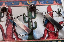 Load image into Gallery viewer, Vintage Zuni Snake Eye Turquoise Dangle Hoop Earrings

