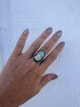 Load image into Gallery viewer, Large Matrix Turquoise Sterling Silver Statement Ring
