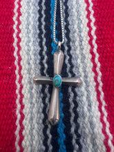 Load image into Gallery viewer, Turquoise Sterling Silver Cross Necklace
