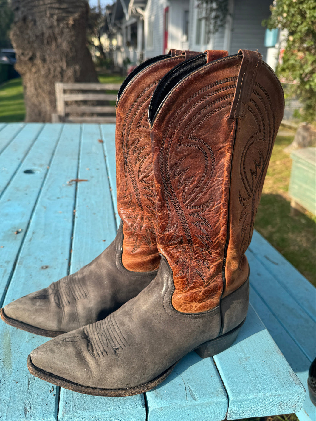 Tony Lama Leather Brown Cowboy Boots-Women Size 7.5