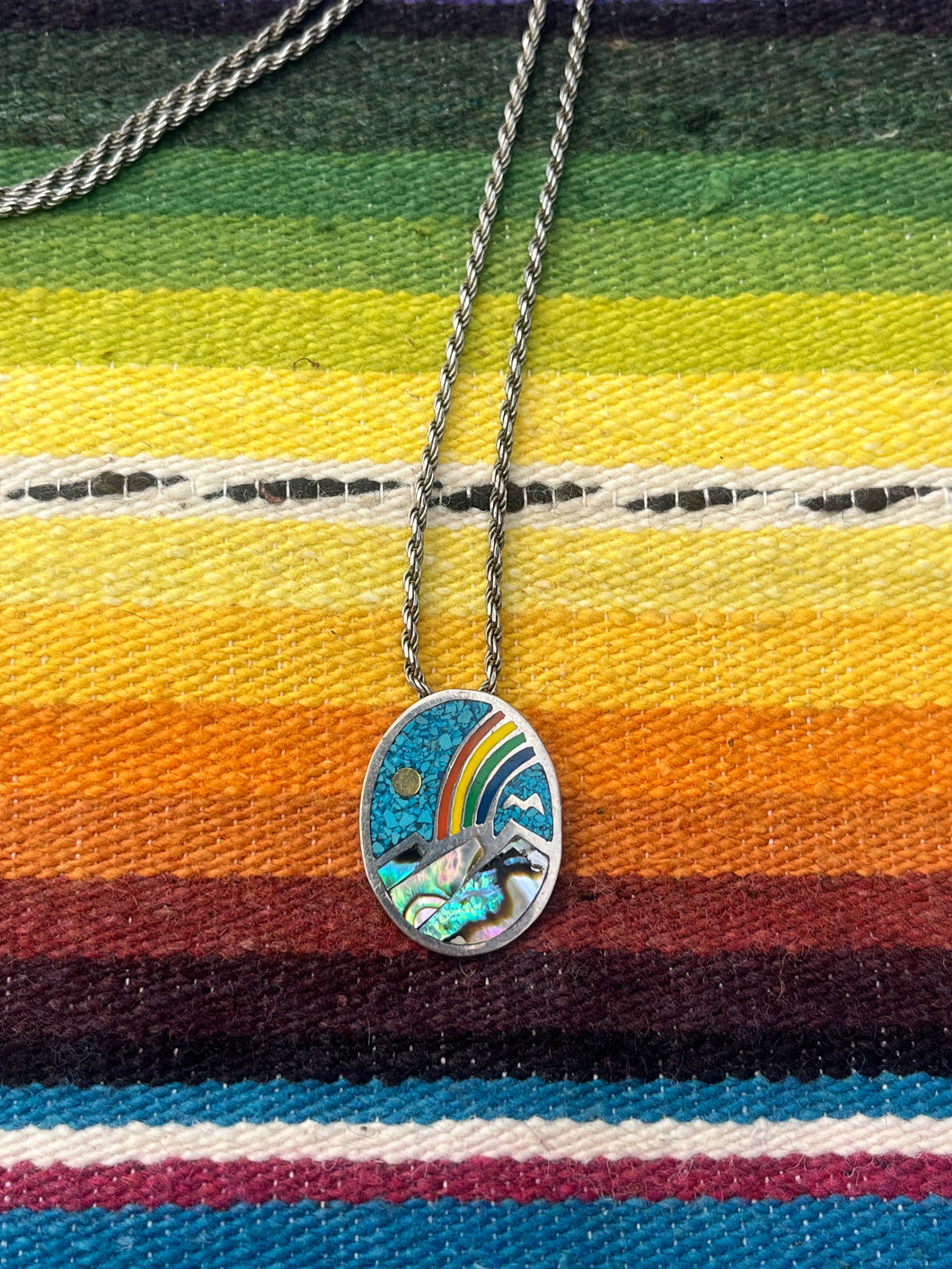 Mountain Rainbow Long Pendant Necklace