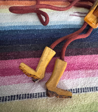 Load image into Gallery viewer, Wood Carved Western Cowboy Bolo Tie Necklace
