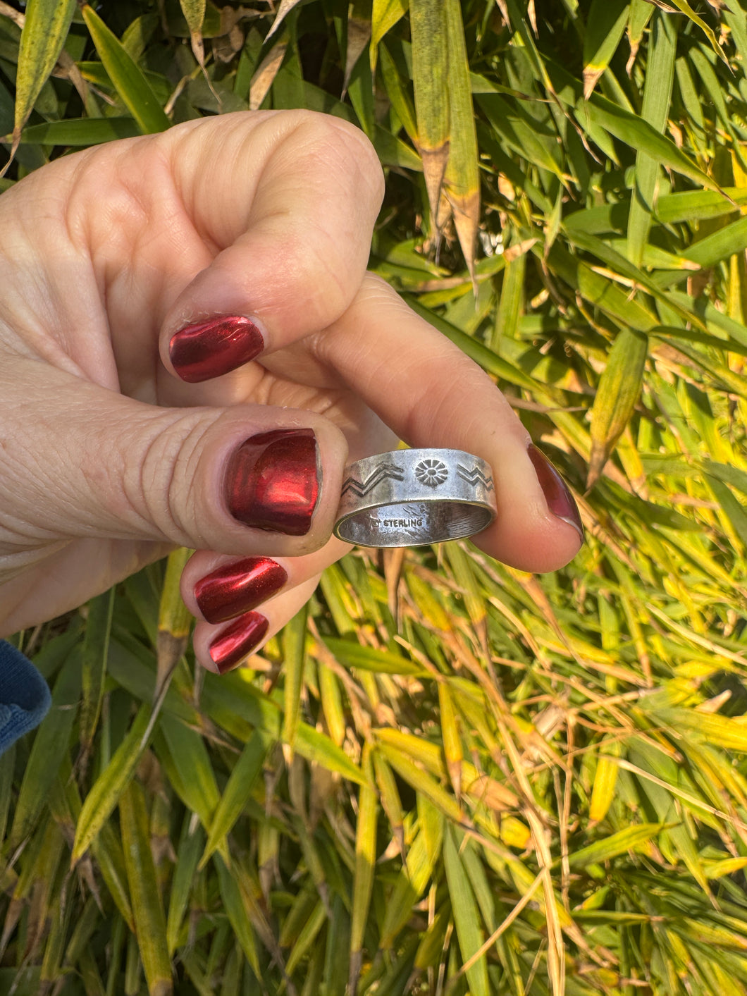 Hand Stamped Native Symbols Ring