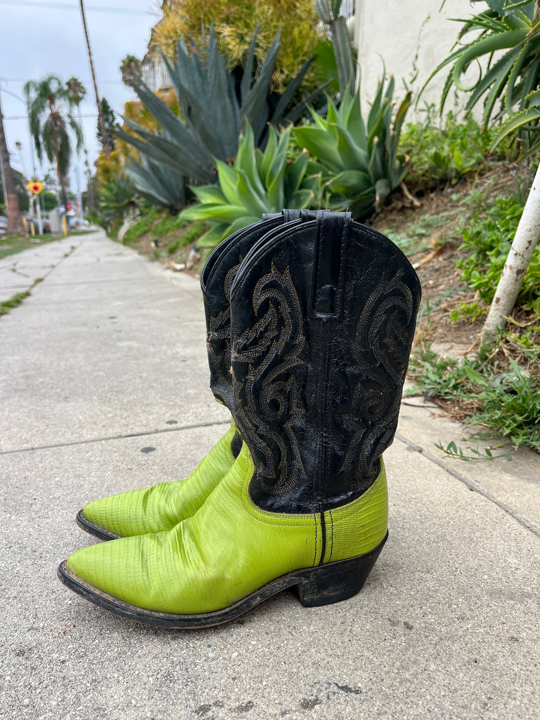 Lime Green  Leather Boots ~ Womens Size 7
