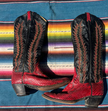 Load image into Gallery viewer, Vintage Red Snakeskin Leather Boots
