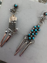 Load image into Gallery viewer, Vintage Sterling Silver "snake eye" Turquoise Dangle Earrings
