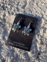 Load image into Gallery viewer, Vintage Nickel Silver Turtle Abalone Earrings
