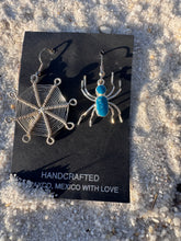 Load image into Gallery viewer, Vintage Taxco Mexico Spider and Web Earrings
