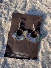 Load image into Gallery viewer, Abalone Inlay Geometric Half-Moon Dangle Earrings
