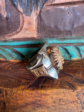 Load image into Gallery viewer, Vintage 1940s Mexico Souvenir Silver Peso Metal Brass Mexican Biker Chief Ring
