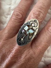 Load image into Gallery viewer, Abalone Mosaic Peyote Bird Ring
