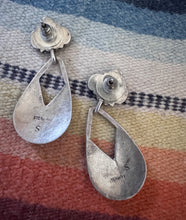Load image into Gallery viewer, Navajo Sterling Turquoise Jet Spiny Oyster Earrings
