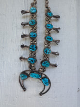 Load image into Gallery viewer, Vintage Z. Otero Sterling Turquoise Squash Blossom Necklace
