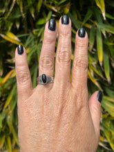 Load image into Gallery viewer, Silver Stamped Designed Onyx Ring
