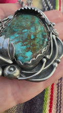 Load and play video in Gallery viewer, Vintage Navajo Large Turquoise Pendant Stone Sterling Silver Necklace

