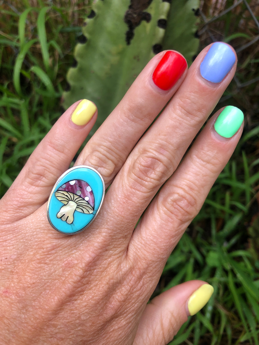 Turquoise Spiny Oyster Mushroom Rings