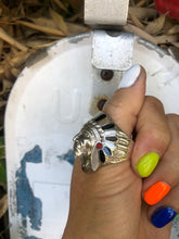 Load image into Gallery viewer, Indian Chief Onyx Mother of Pearl Coral Ring
