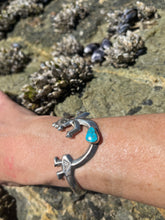 Load image into Gallery viewer, Turquoise Yeibichai Kachina Sterling Silver Cuff Bracelet
