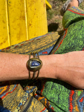 Load image into Gallery viewer, Lapis Shadowbox Brass Cuff Bracelet

