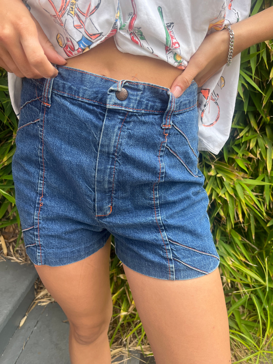 1970s Stuffed Denim High Waisted Shorts