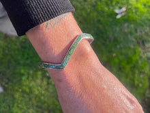 Load image into Gallery viewer, Green Turquoise Lightening Sterling Silver Cuff Bracelet
