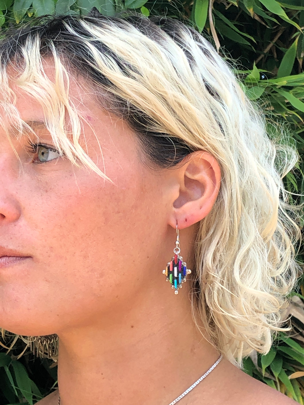 Rainbow Zuni Petite Point Earrings