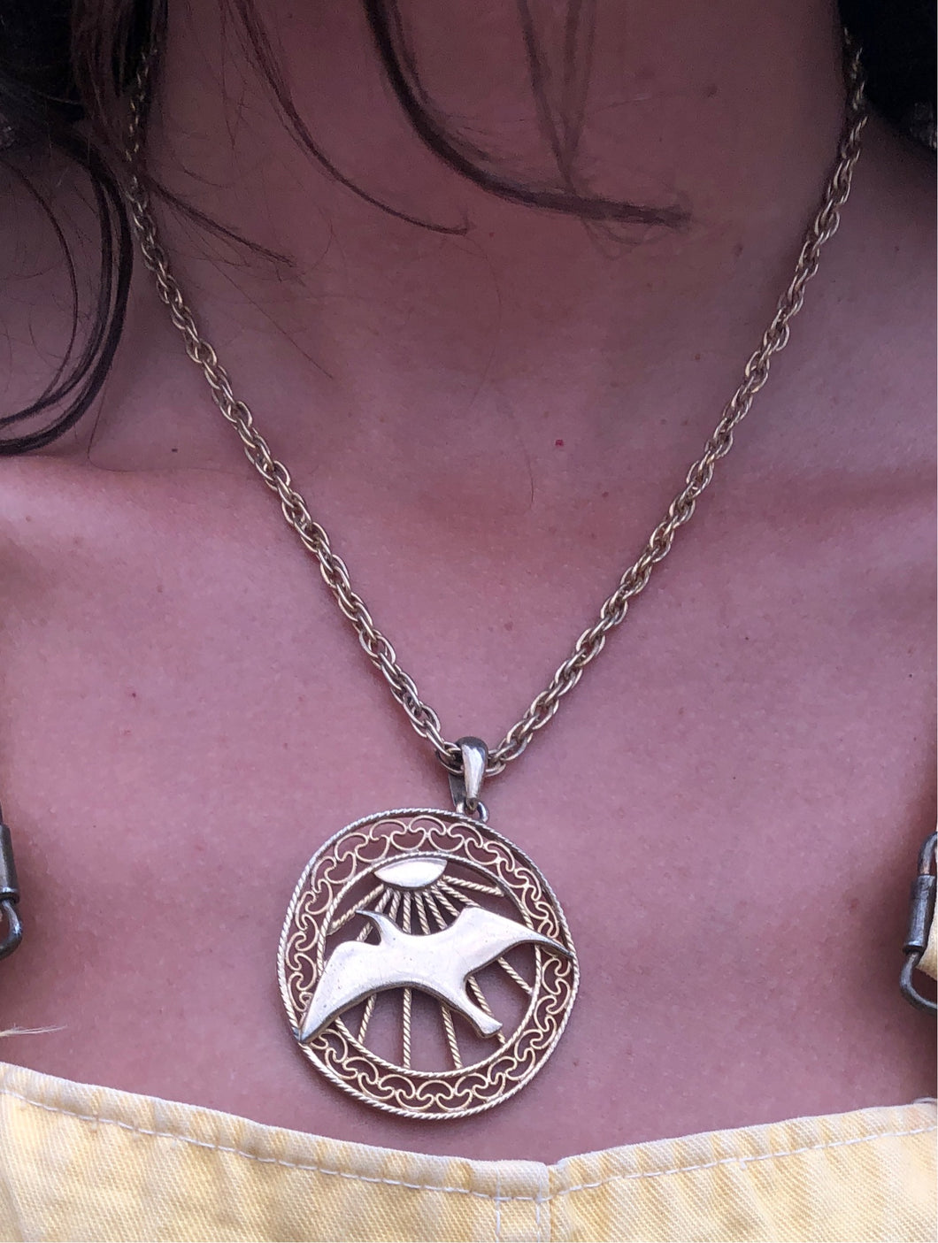 1970s Sunburst Bird Necklace